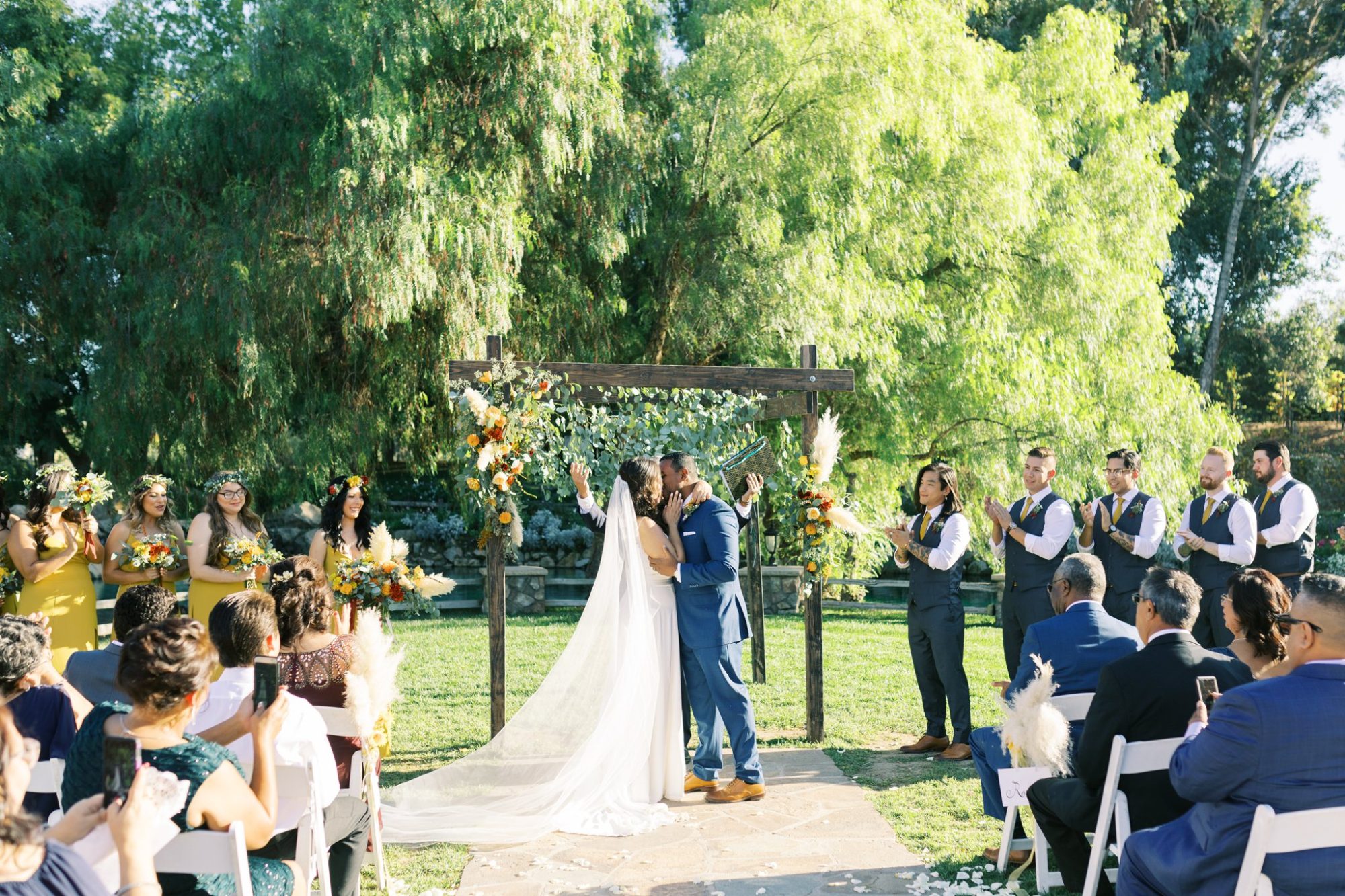 Lake Oak Meadows Ceremony First Kiss