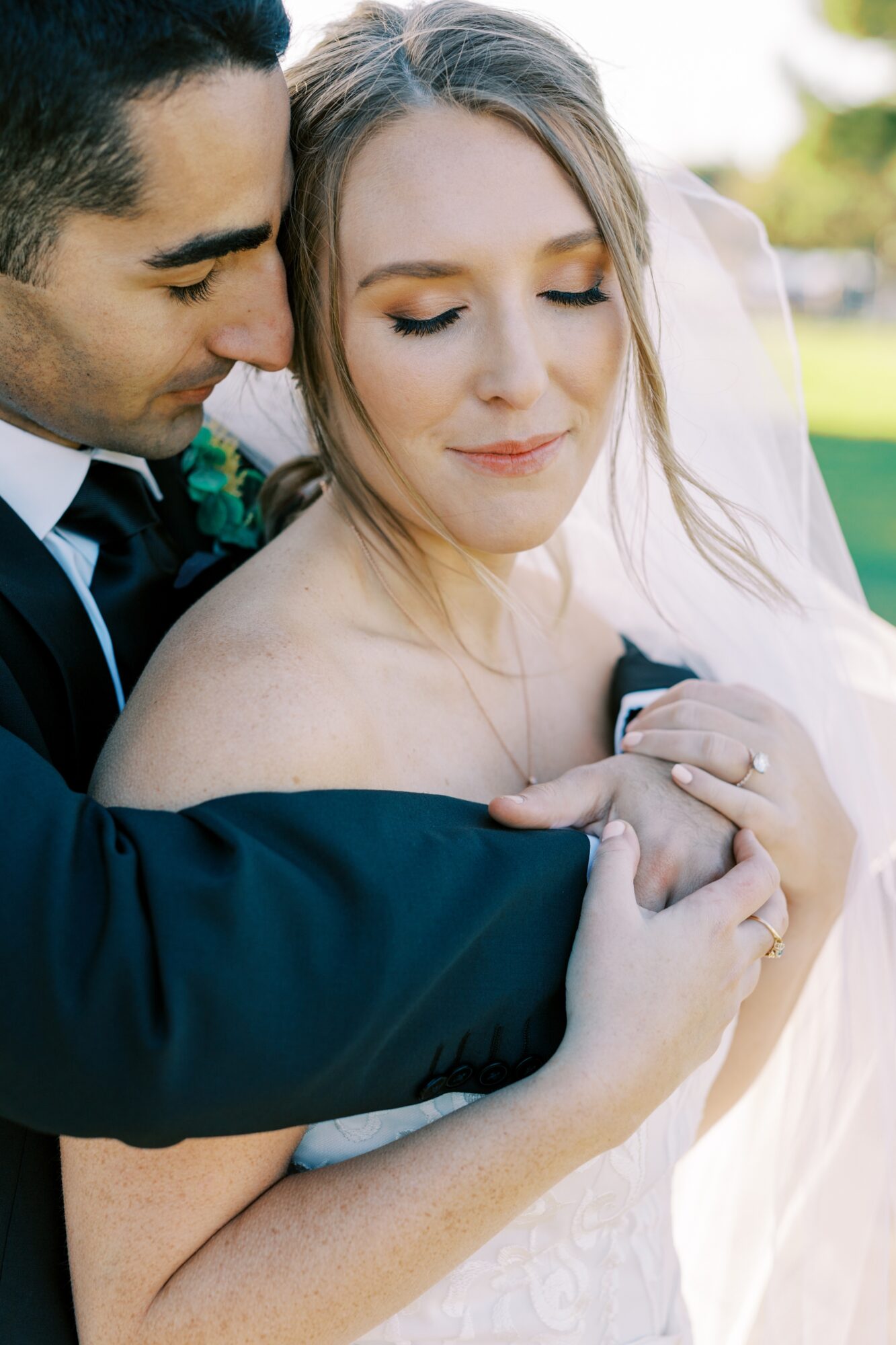 Wedding Day Couple Portraits at the ShoreLine Aquatic Park in Long Beach