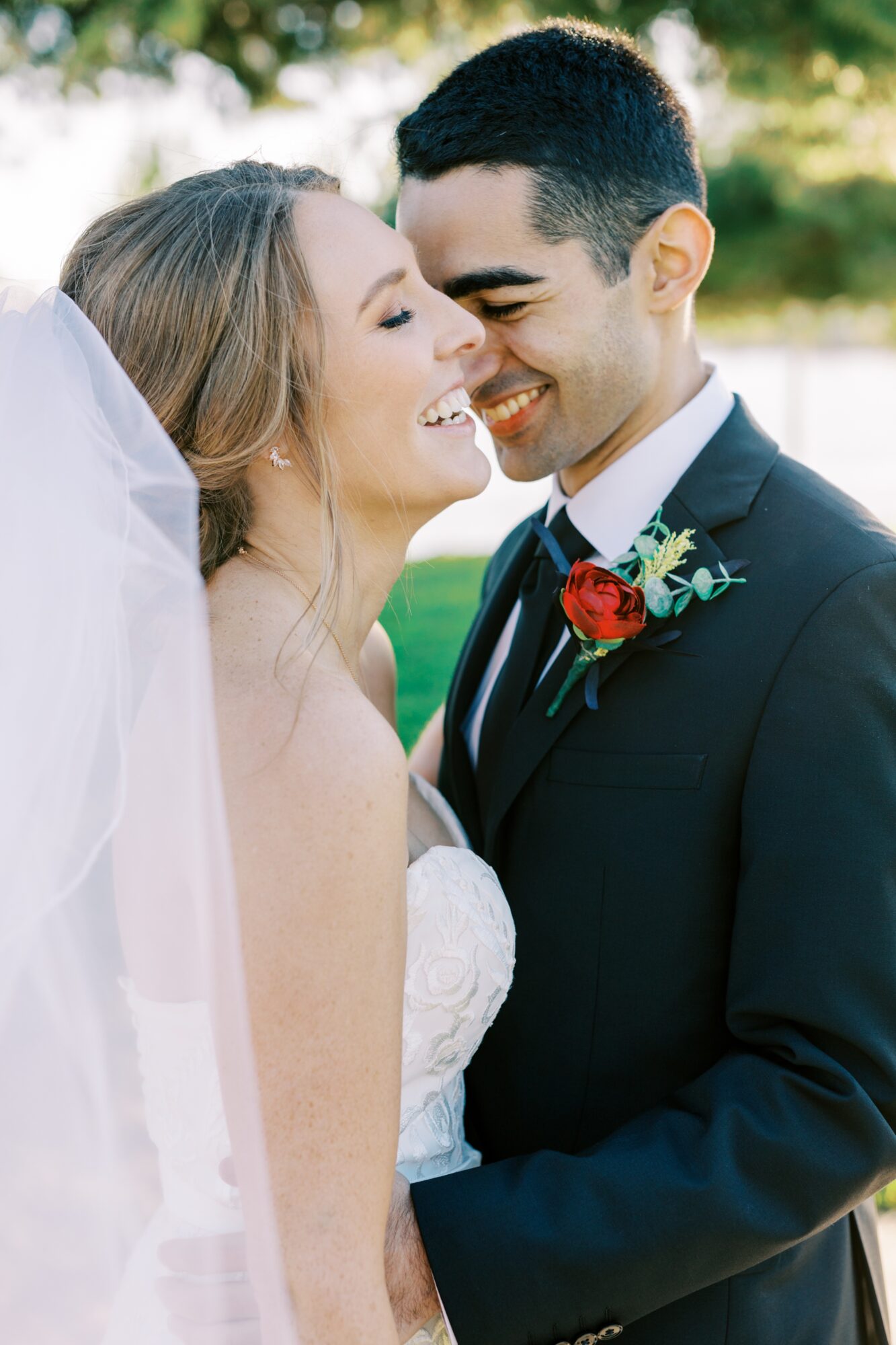 Wedding Day Couple Portraits at the ShoreLine Aquatic Park in Long Beach