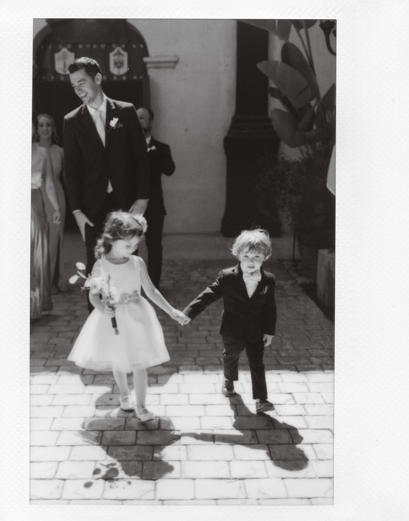 Flower Girl & Ring Bearer Walking | Captured on Polaroid