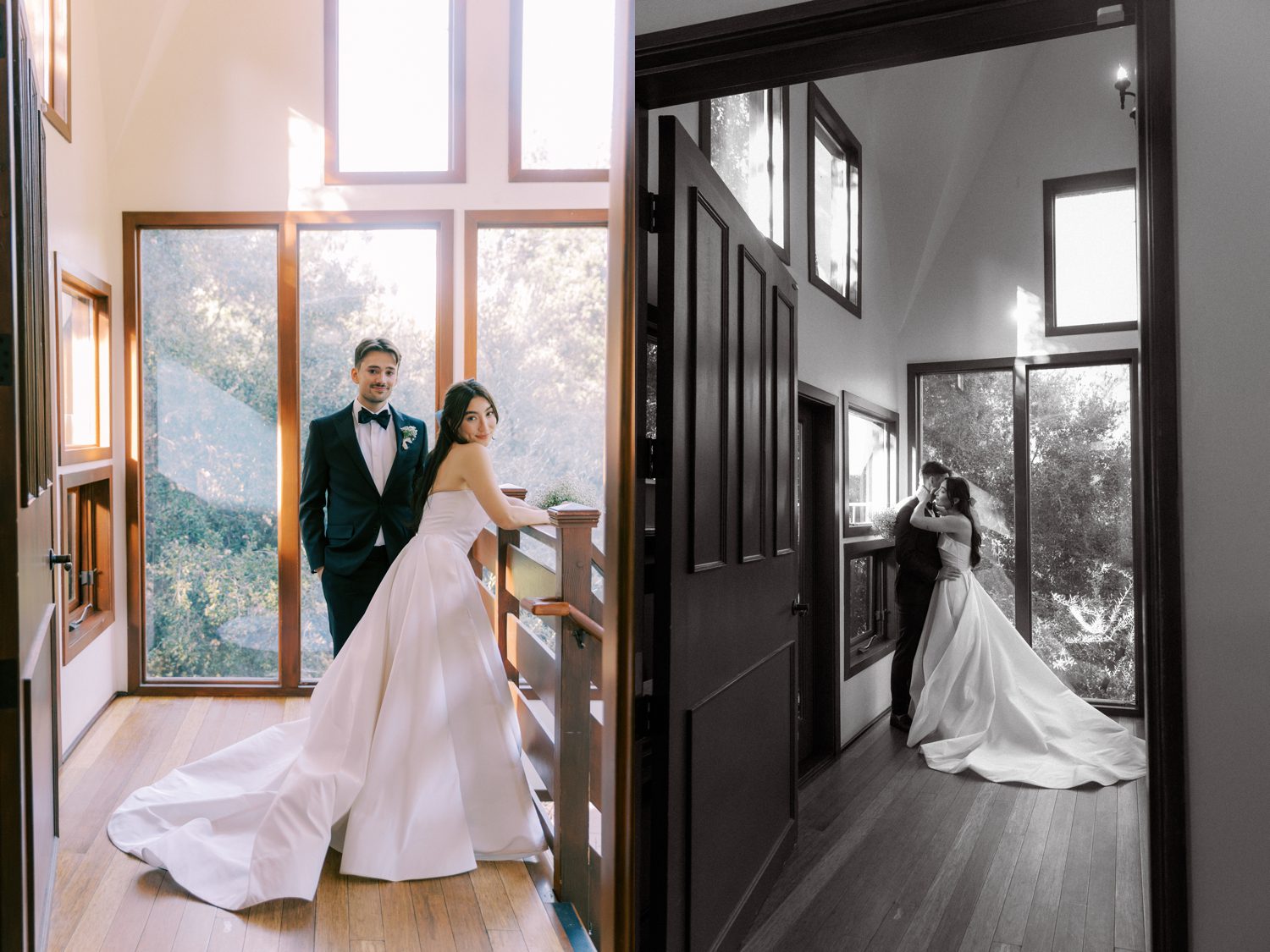 stairwell couple portraits at the 1909 in topanga canyon
